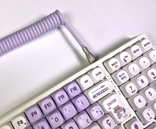 Cable lavanda en espiral para teclado mecánico
