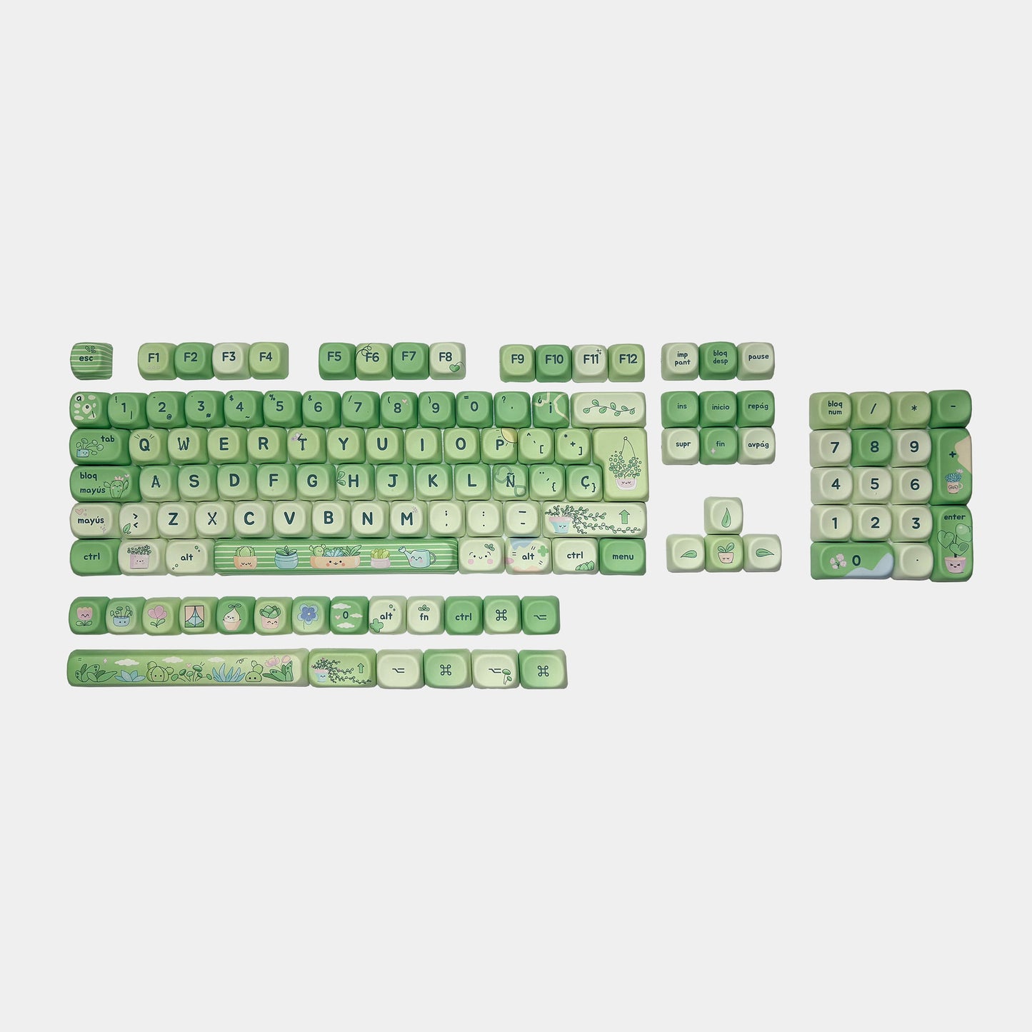 Teclas para teclado mecánico ISO español de REM83 modelo Jardín, perfil MOA